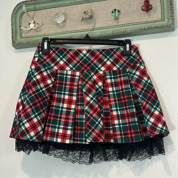 Dolls Kill Dresses & Skirts - Dolls Kill Plaid ONLY Mini Skirt with Lace Trim